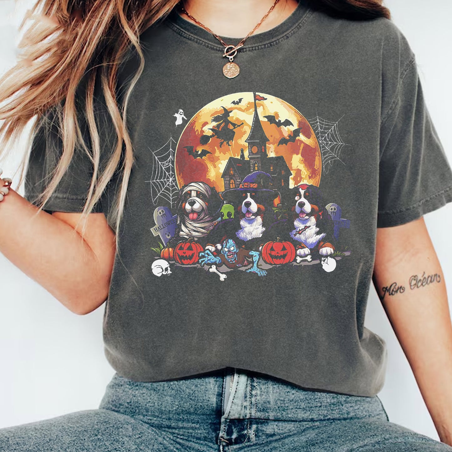 Halloween Bernese Pumpkin Trick or Treat Crewneck