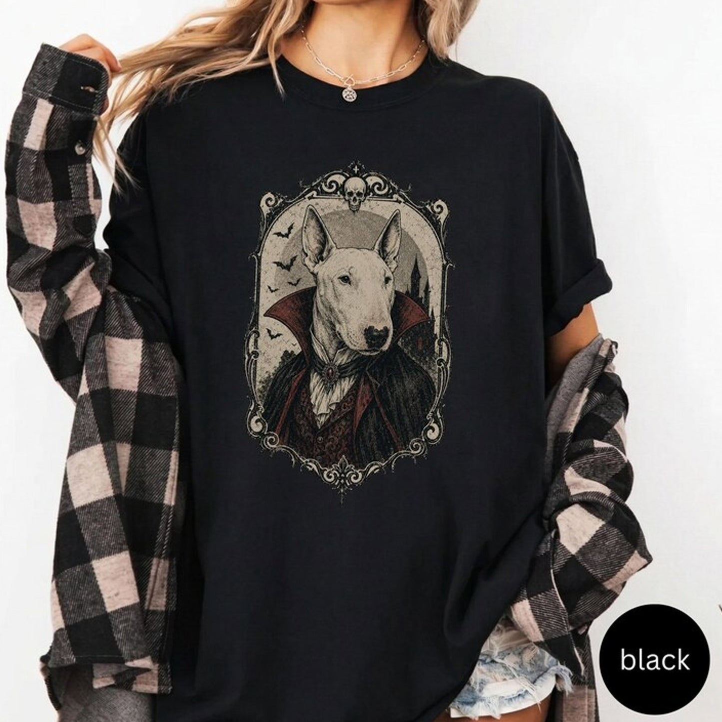 Vampire Bull Terrier Portrait, Vintage Dog Photo Tee