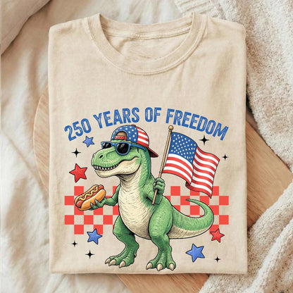 250 Years Of Freedom Dinosaur Shirt, Fourth of July Dinosaur T-Shirt