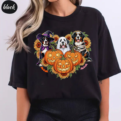Halloween Bernese Pumpkin Tee, Mountain Bernese Sunflower Shirt