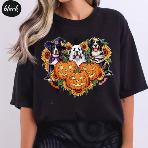 Halloween Bernese Pumpkin Tee, Mountain Bernese Sunflower Shirt