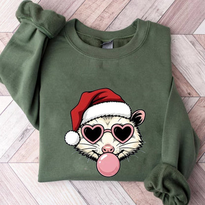 Ferret Xmas Hat Shirt Christmas Nature Gift Women Animated Tee