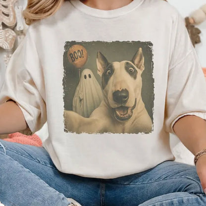 Bull Terrier Halloween Shirt, Ghost Selfie Dog Tee
