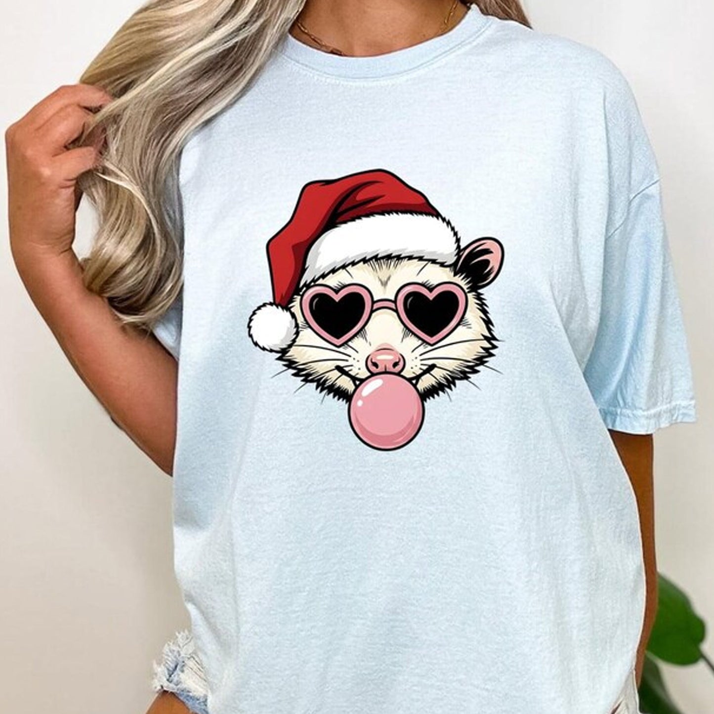 Ferret Xmas Hat Shirt Christmas Nature Gift Women Animated Tee