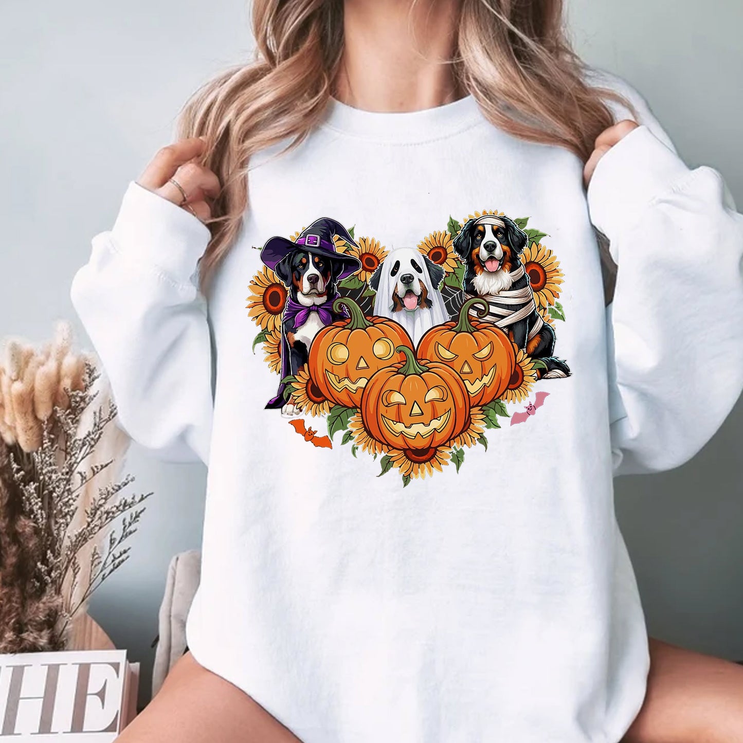 Halloween Bernese Pumpkin Tee, Mountain Bernese Sunflower Shirt