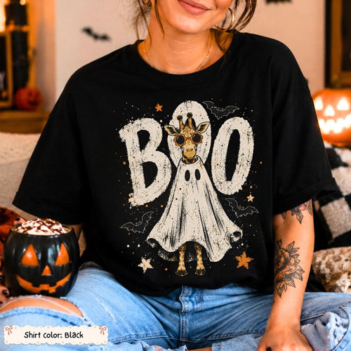 Boo Giraffe Halloween Shirt Cute Ghost Giraffe Tee