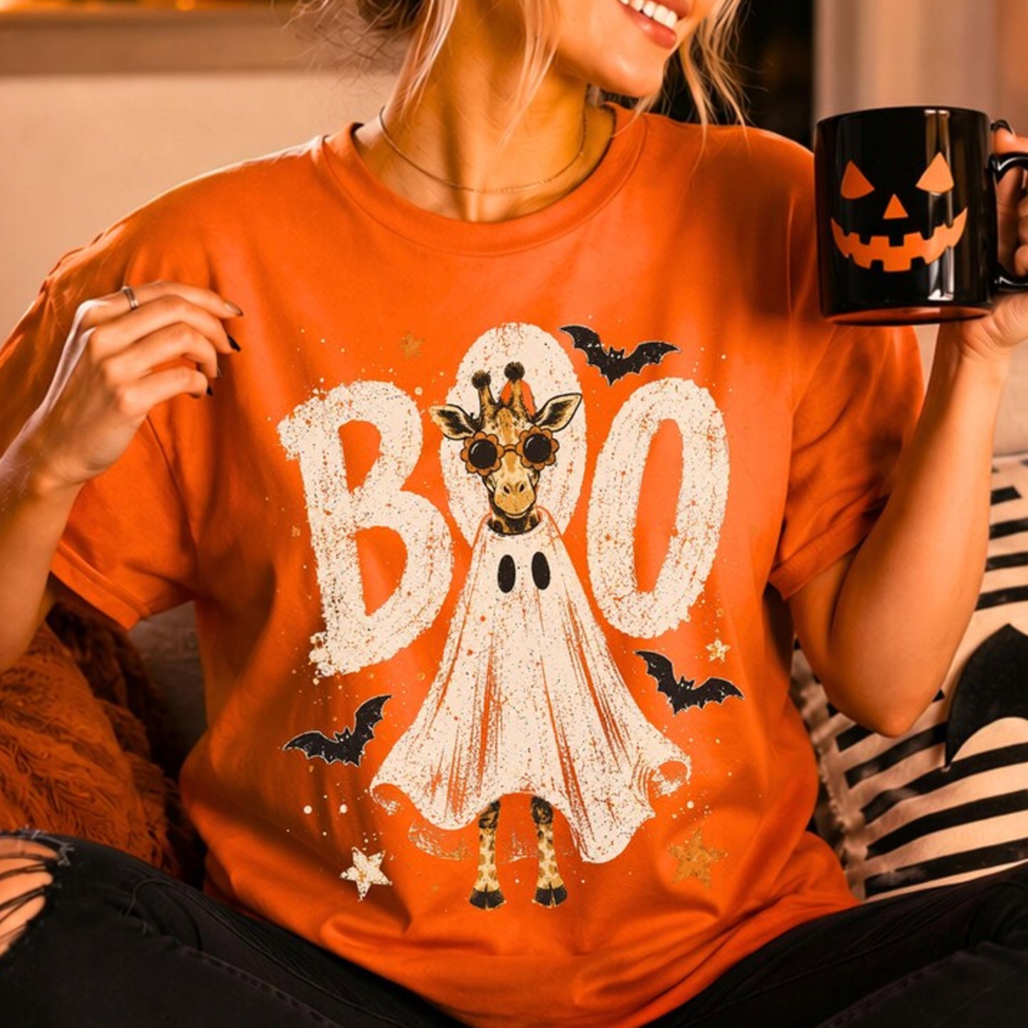 Boo Giraffe Halloween Shirt Cute Ghost Giraffe Tee