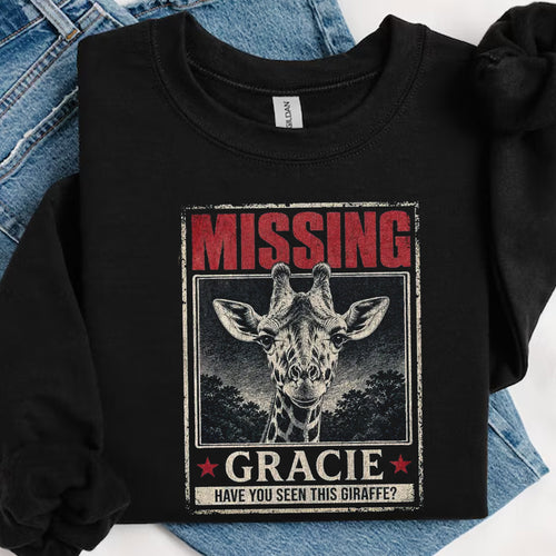 Vintage Missing Giraffe Shirt, Funny Animal Graphic Tee