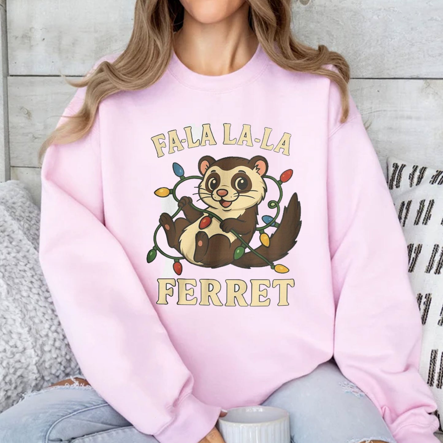Fa La La La La Ferret Christmas Shirt, Funny Ferret Xmas T-Shirt
