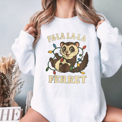 Fa La La La La Ferret Christmas Shirt, Funny Ferret Xmas T-Shirt