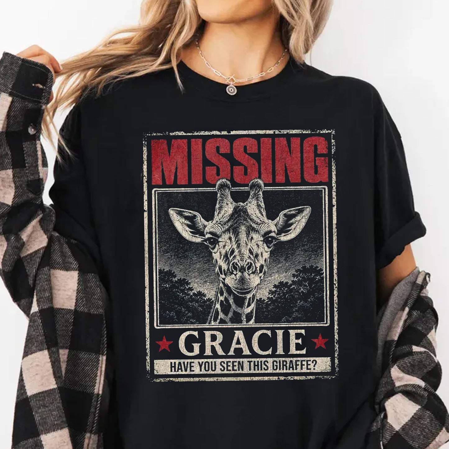 Vintage Missing Giraffe Shirt, Funny Animal Graphic Tee