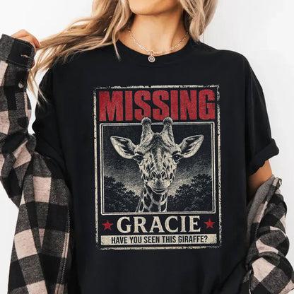 Vintage Missing Giraffe Shirt, Funny Animal Graphic Tee