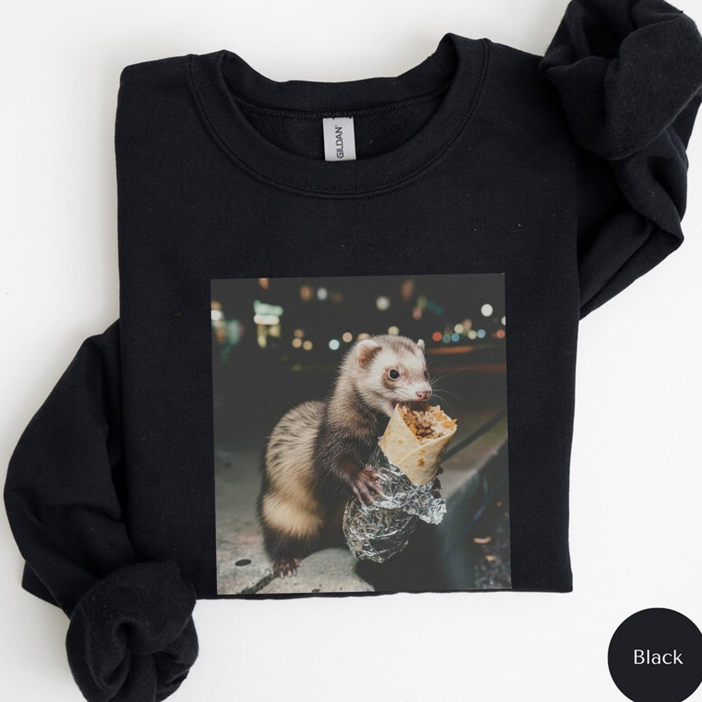 Funny Ferret Holding Burrito Shirt, Animal Meme Graphic Tee