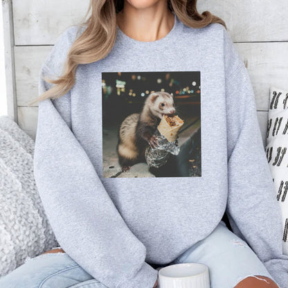 Funny Ferret Holding Burrito Shirt, Animal Meme Graphic Tee