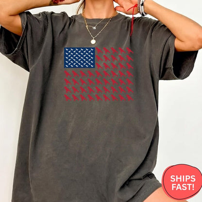T-Rex American Flag Shirt, Patriotic Dinosaur Tee, 4th of July T-Rex Gift