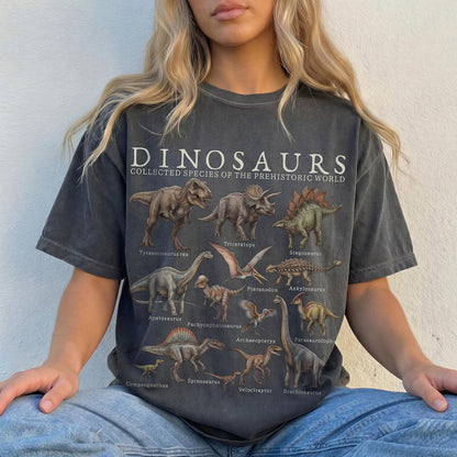 Vintage Dinosaur Species Chart Tee, Prehistoric Animal Shirt