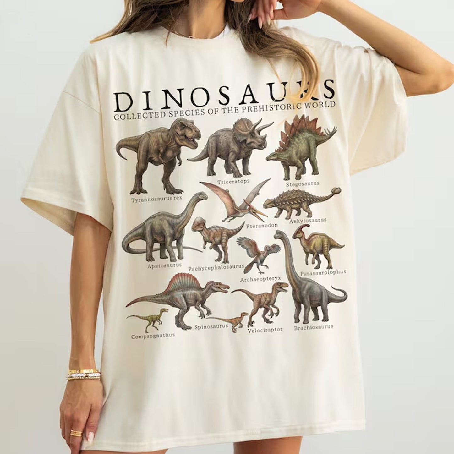 Vintage Dinosaur Species Chart Tee, Prehistoric Animal Shirt