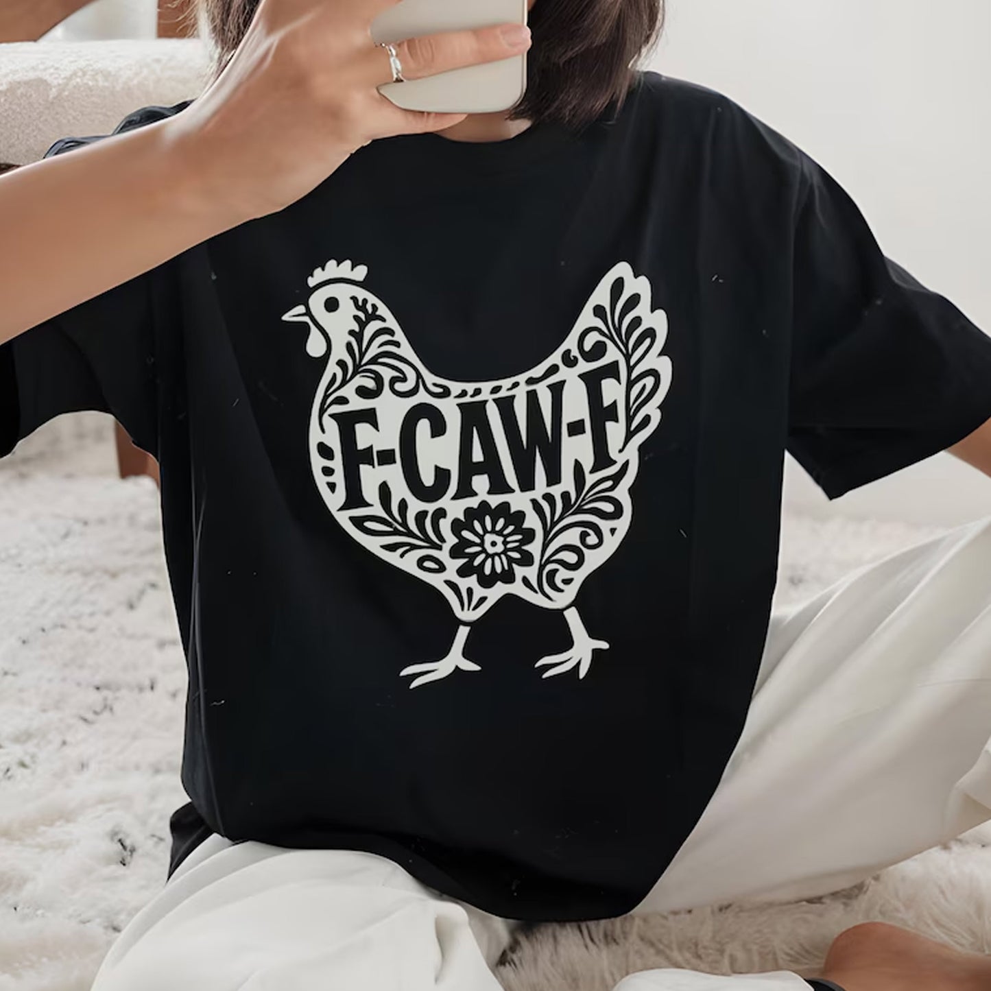 Funny Chicken Shirt, F-CAW-F Farm Animal Tee, Backyard Chicken Gift
