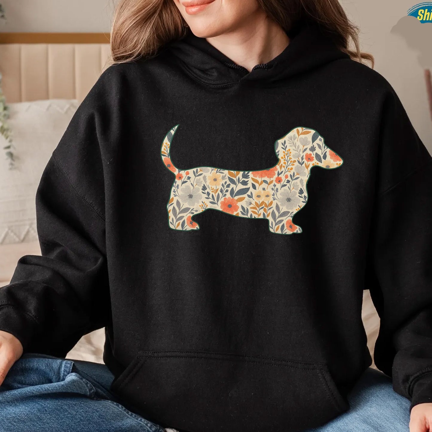 Floral Dachshund Shirt, Wiener Dog Sweatshirt