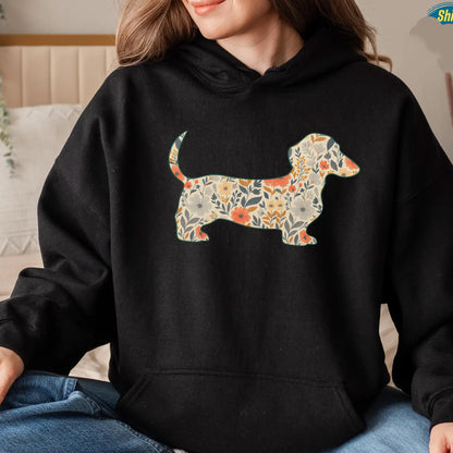 Floral Dachshund Shirt, Wiener Dog Sweatshirt