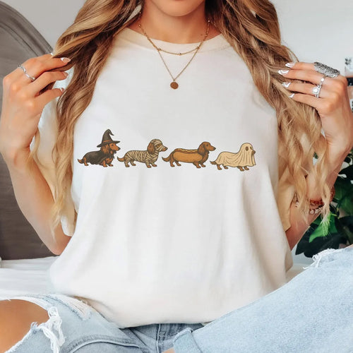 Doxie Halloween Costume Crewneck, Dachshund Dog Tee