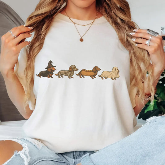 Doxie Halloween Costume Crewneck, Dachshund Dog Tee