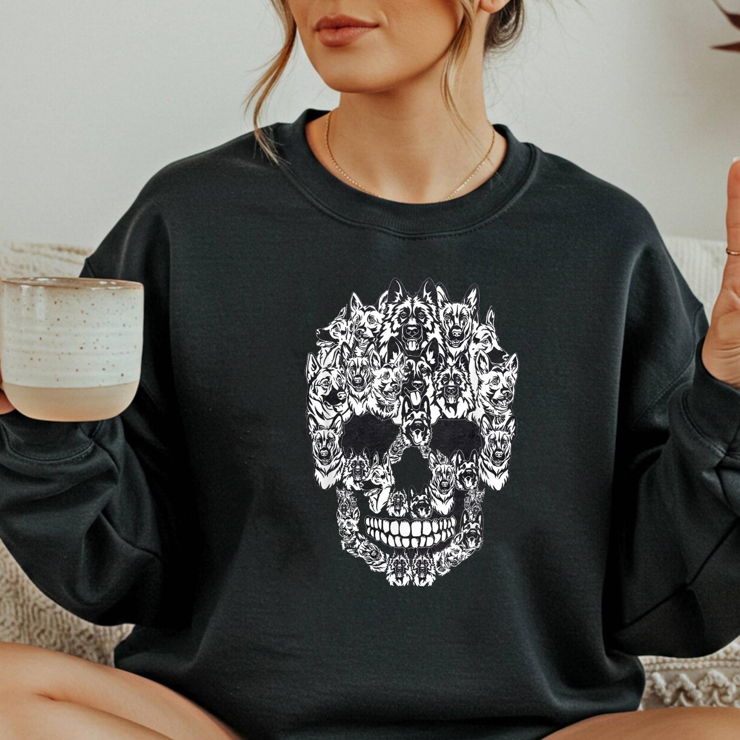 German Shepherd Skull Halloween T-Shirt: Funny Dog Lover Gift