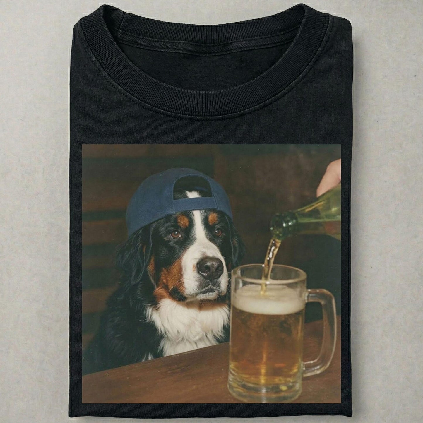 Silly Bernese Mountain Drinking Beer Shirt, Dog Meme Graphic Tee
