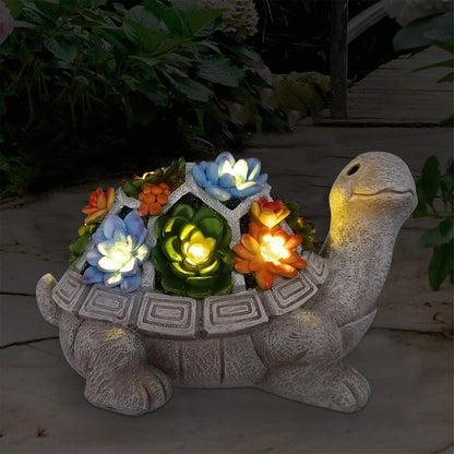 Manto™ Solar Turtle Garden Statue with Succulent & 7 LED Lights