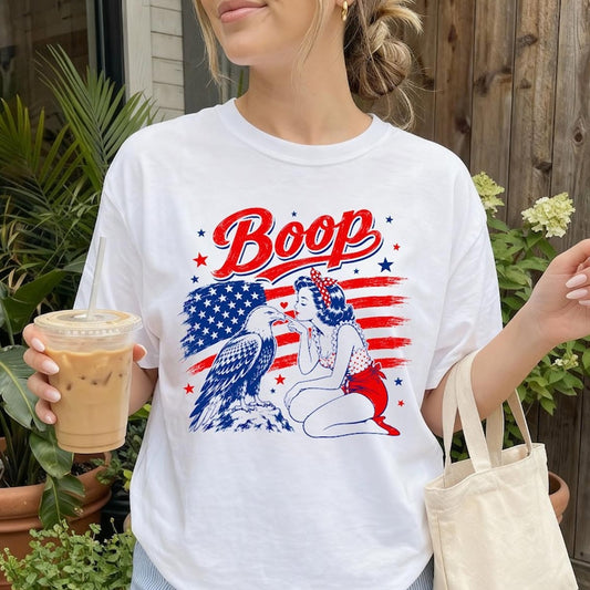 Boop Eagle T Shirt, Funny Patriotic Vintage Girl Boop Eagle Graphic Tee