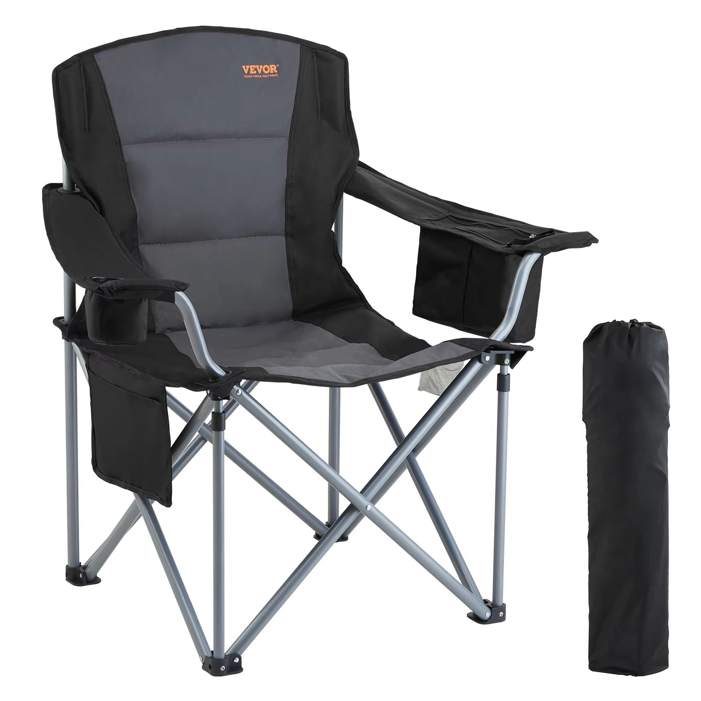 Manto™ Camping Folding Chair – Portable Padded Quad Chair with Armrests