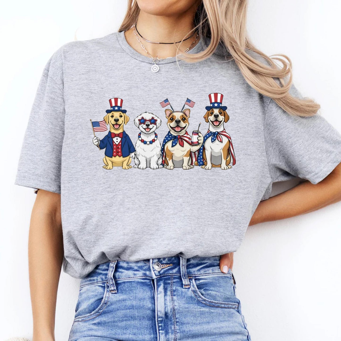 Patriotic Dogs 4th of July Shirt, Funny Independence Day Dog Lover Gift