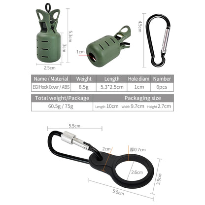 Manto™ 6PCS Squid Jig Hook Protector Kit – Egi Lure Cover with Carabiner