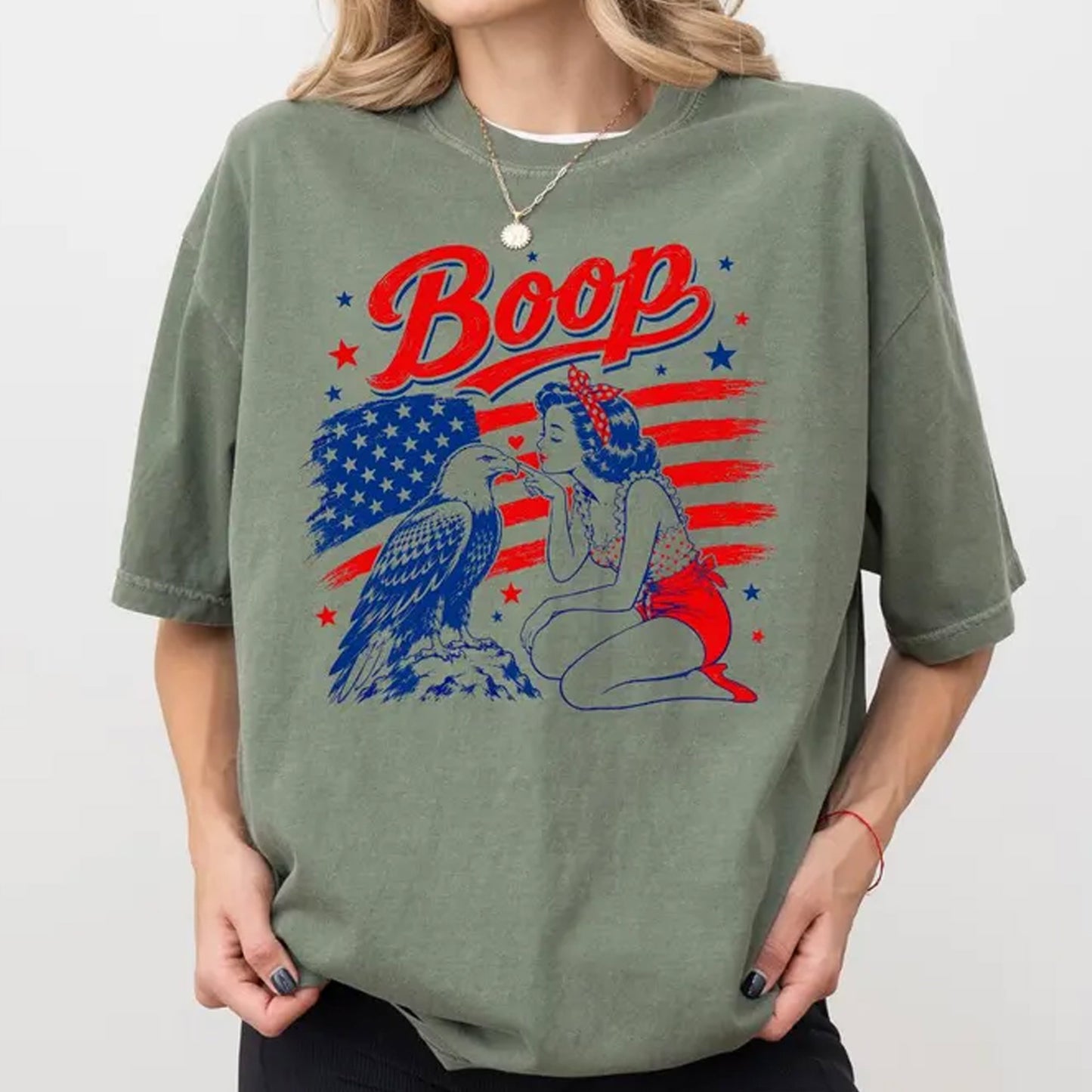 Boop Eagle T Shirt, Funny Patriotic Vintage Girl Boop Eagle Graphic Tee