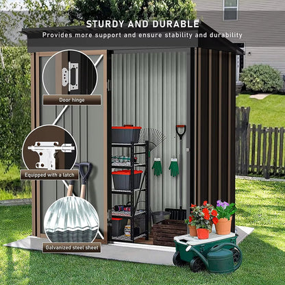 Manto™ 5x3 ft Outdoor Metal Storage Shed with Floor & Lockable Door