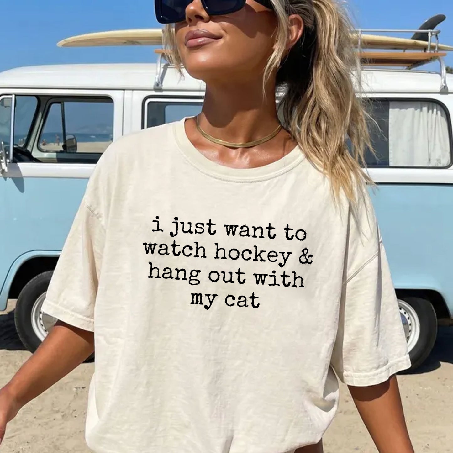 I Just Want to watch hockey and Hang Out Cat Shirt, Hockey Tee