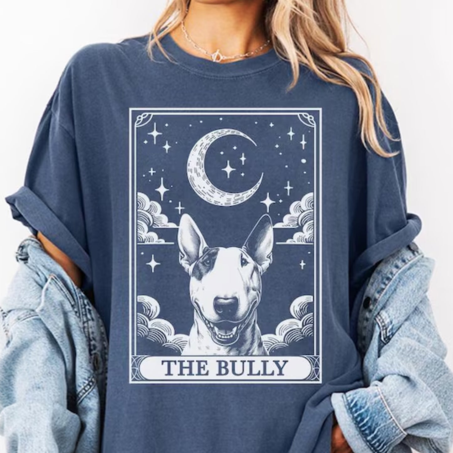 Bull Terrier Shirt, Tarot Card Shirt, Bully Dog Halloween Moon Shirt