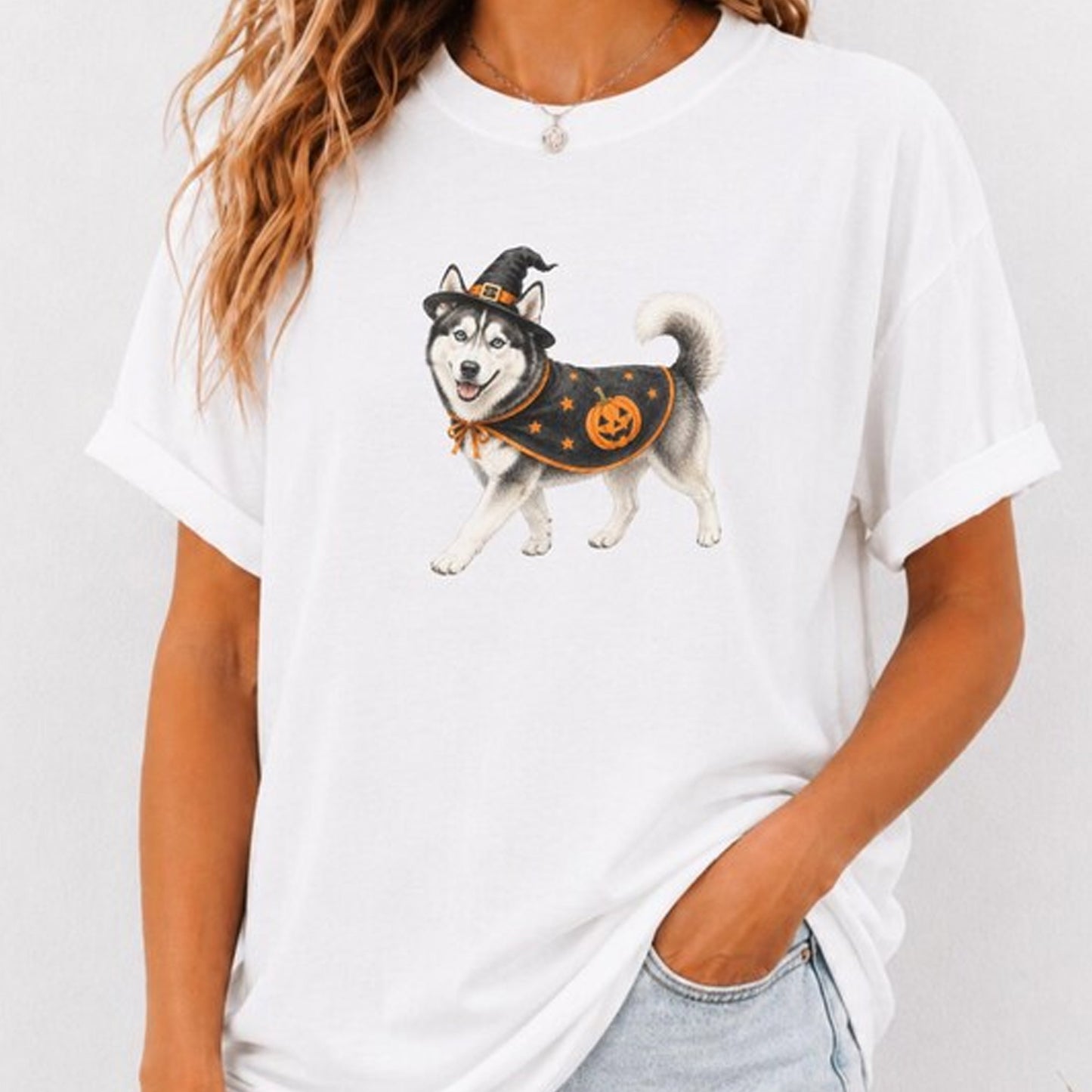Siberian Husky Halloween Shirt, Pumpkin Dog Costume Tee