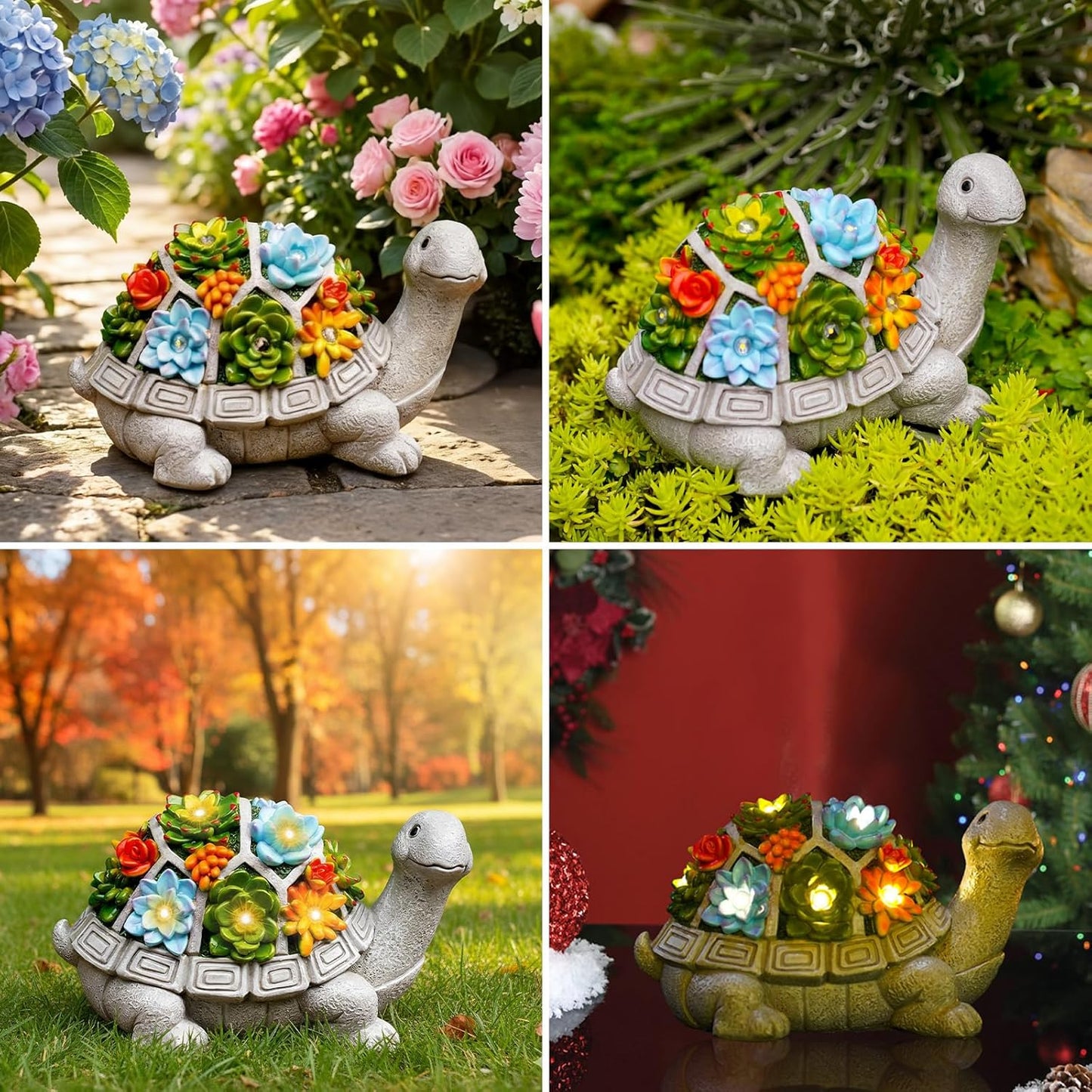 Manto™ Solar Turtle Garden Statue with Succulent & 7 LED Lights