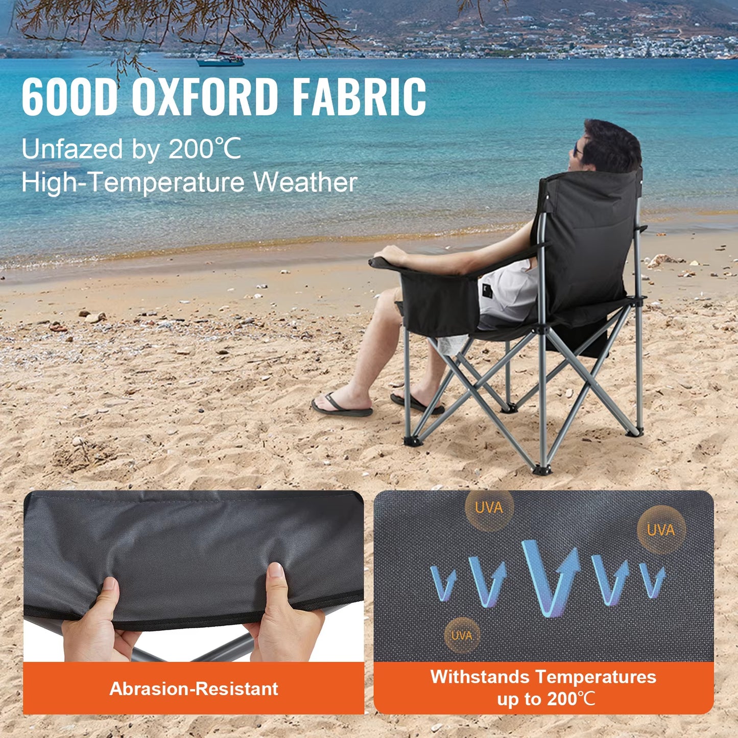 Manto™ Camping Folding Chair – Portable Padded Quad Chair with Armrests