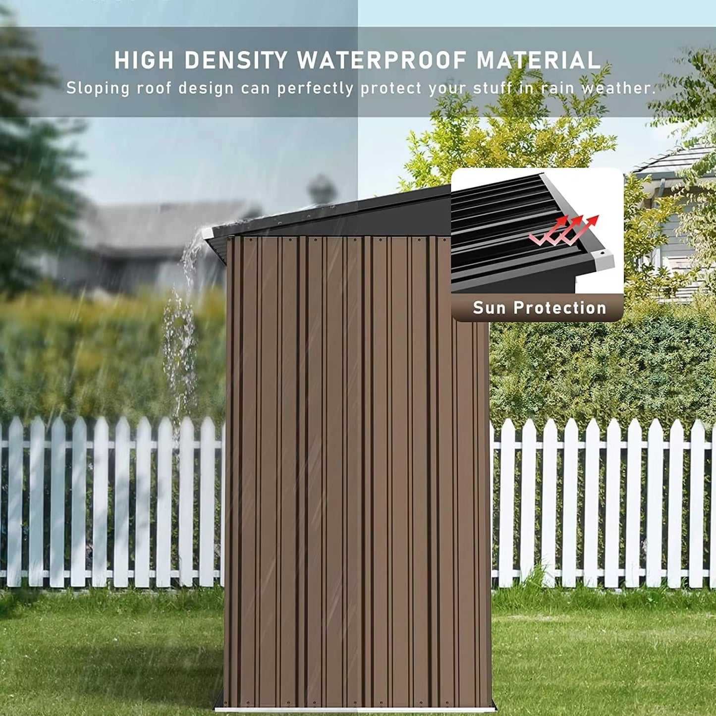 Manto™ 5x3 ft Outdoor Metal Storage Shed with Floor & Lockable Door