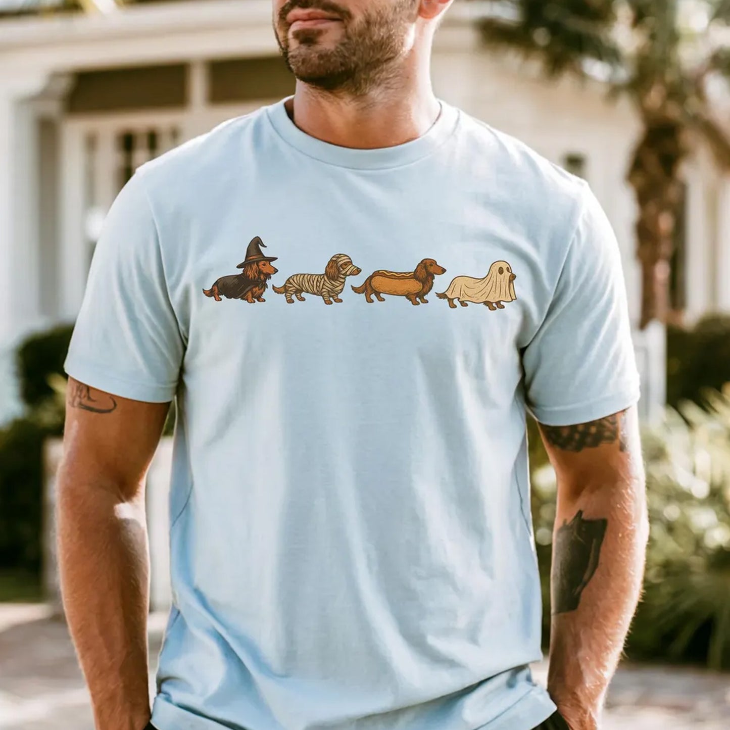 Doxie Halloween Costume Crewneck, Dachshund Dog Tee