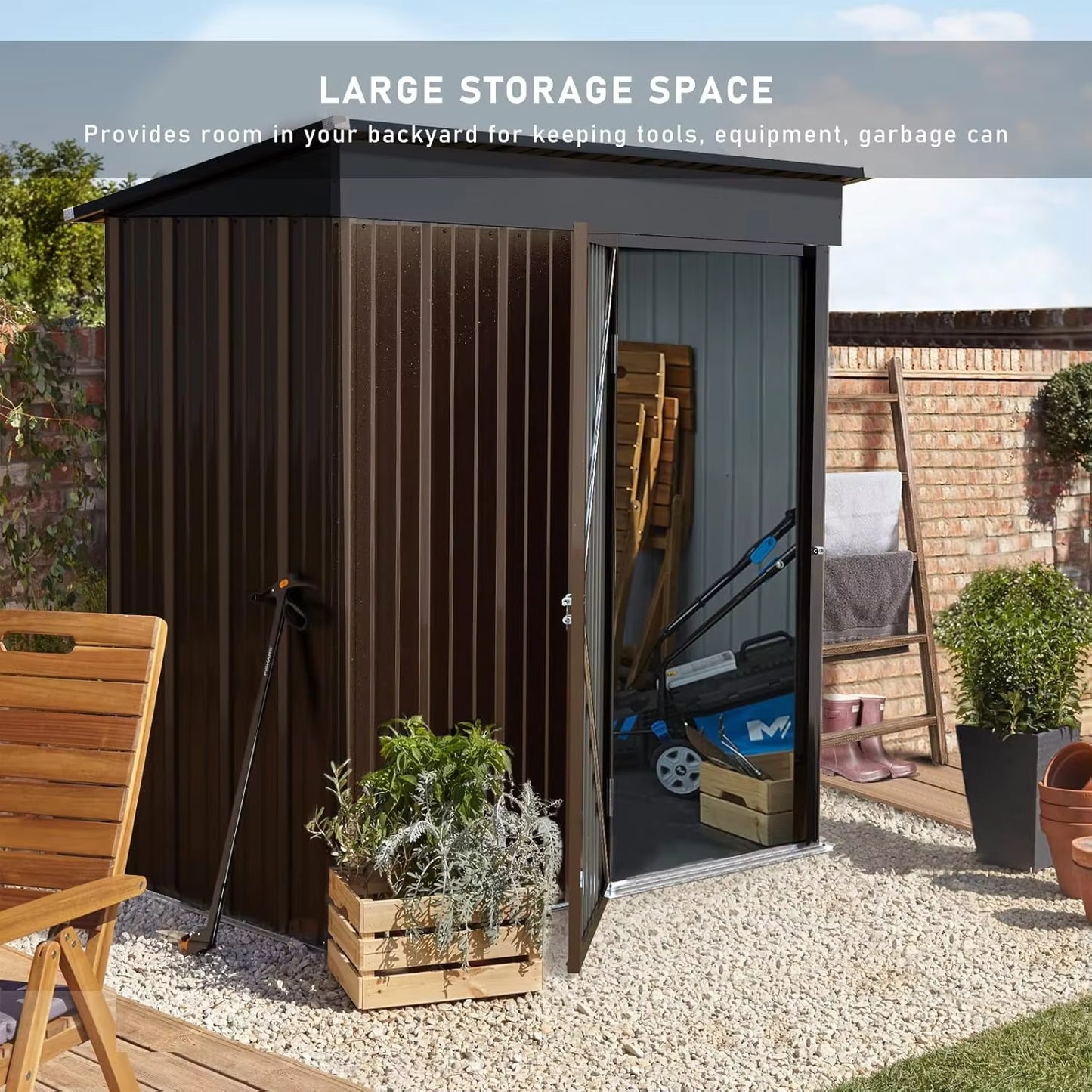 Manto™ 5x3 ft Outdoor Metal Storage Shed with Floor & Lockable Door