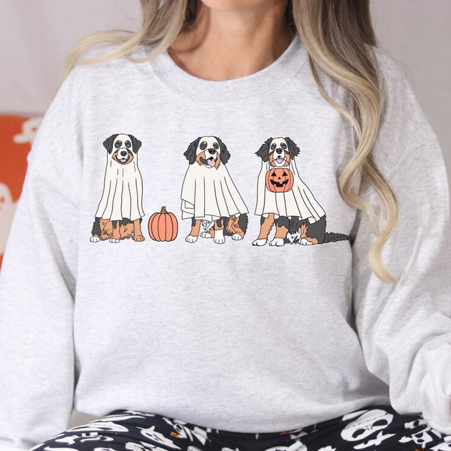 Ghost Dog Bernese Mountain Design, Halloween Dog Sweatshirt