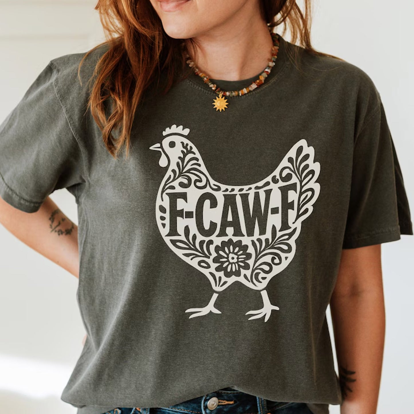 Funny Chicken Shirt, F-CAW-F Farm Animal Tee, Backyard Chicken Gift