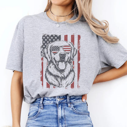 Golden Retriever 4th of July T-Shirt, Vintage Patriotic Dog USA