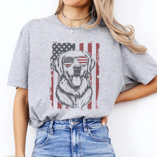 Golden Retriever 4th of July T-Shirt, Vintage Patriotic Dog USA