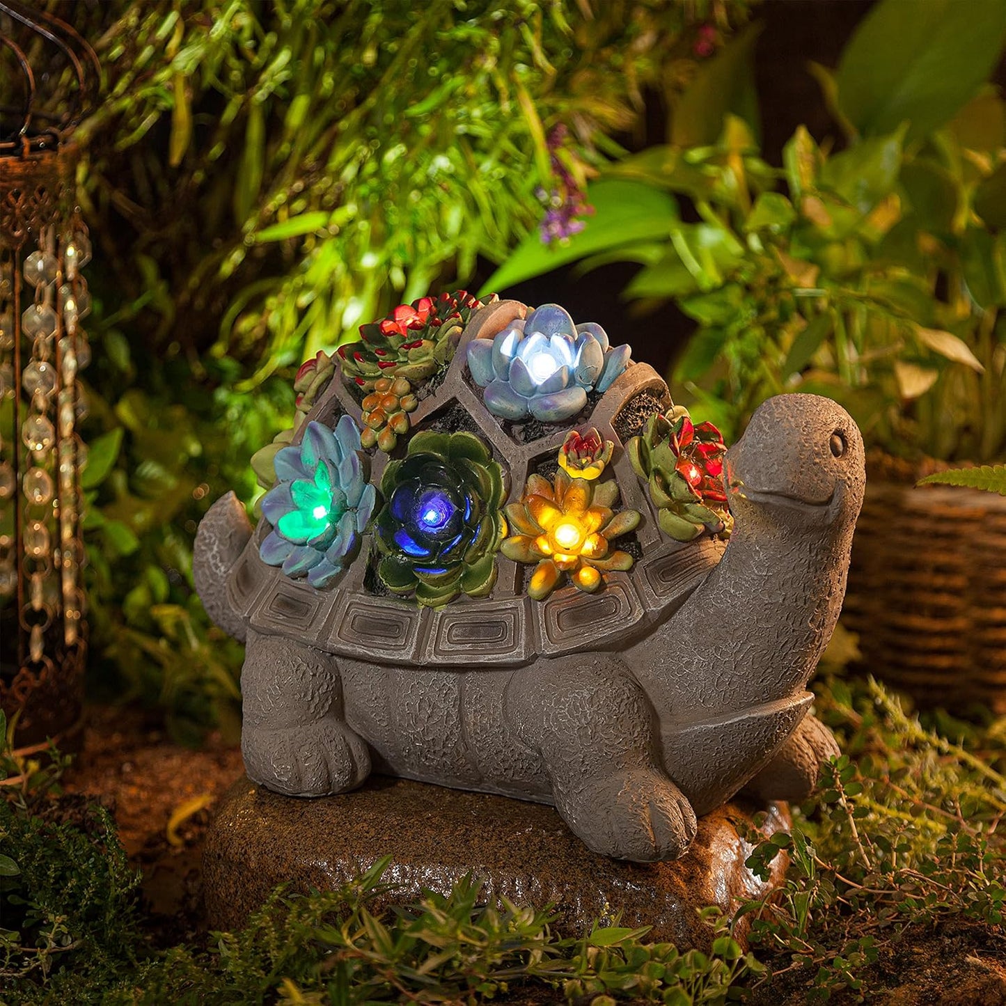 Manto™ Solar Turtle Garden Statue with Succulent & 7 LED Lights