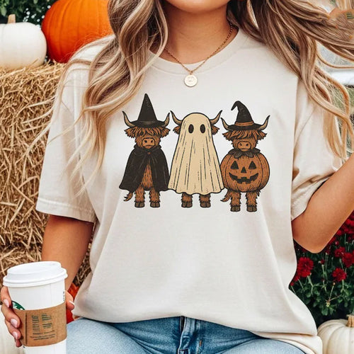 Halloween Cow T-Shirt, Pumpkin Cow Shirt, Ghost Cow Shirt