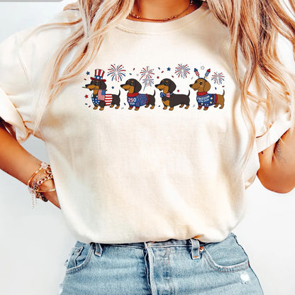 Patriotic Dachshund T-Shirt, USA Independence Day Doxie Apparel